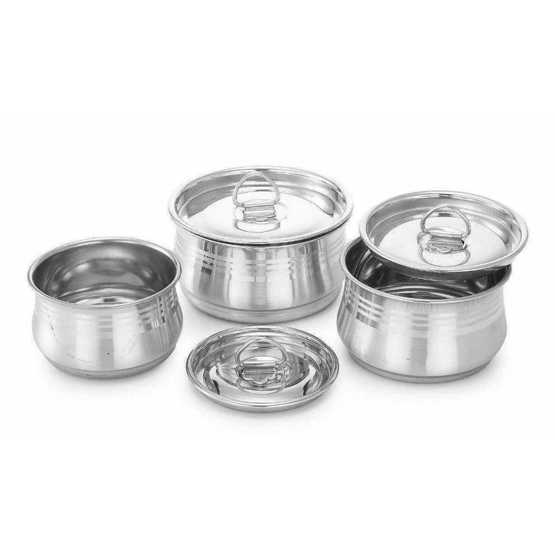 Stainless Steel Cooking &amp; Serving Dish Pot Set of 3 - Distacart