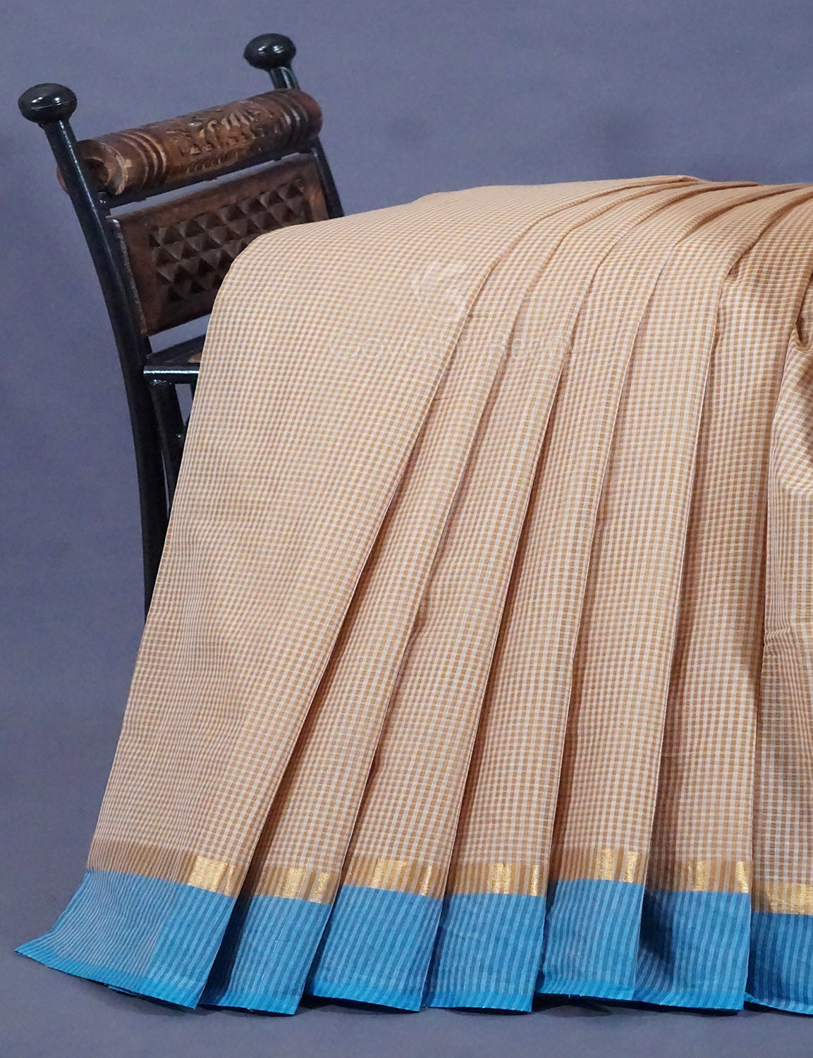 Dual Shade of Beige And Sky Blue Pure Mangalgiri Cotton By Gayathri Reddy Designer Studio - Distacart