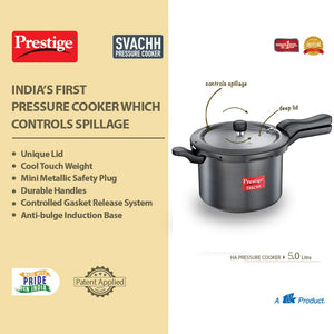 Prestige Deluxe Plus Hard Anodized Outer Lid Pressure Cooker, 5 Litres,