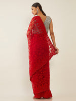 Thumbnail for Soch Women Red Embroidered Net Saree - Distacart