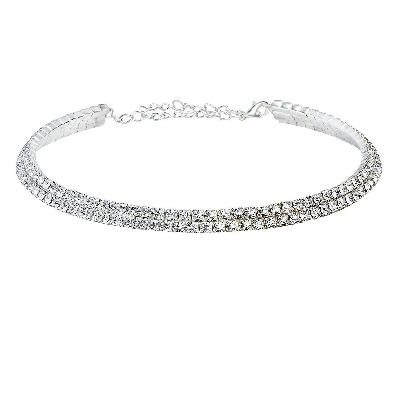 Silver-Toned Alloy Double Line Silver Choker Necklace - The Pari - Distacart