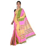 Thumbnail for Desh Bidesh Bengal Cotton Tant Women's Bengal Half Half Ghicha Handloom Cotton Silk Saree With Blouse Piece - Distacart