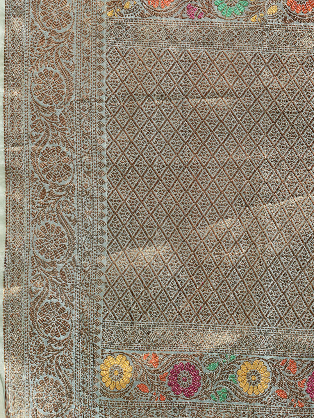 Mitera Blue & Yellow Ethnic Motifs Zari Organza Saree - Distacart