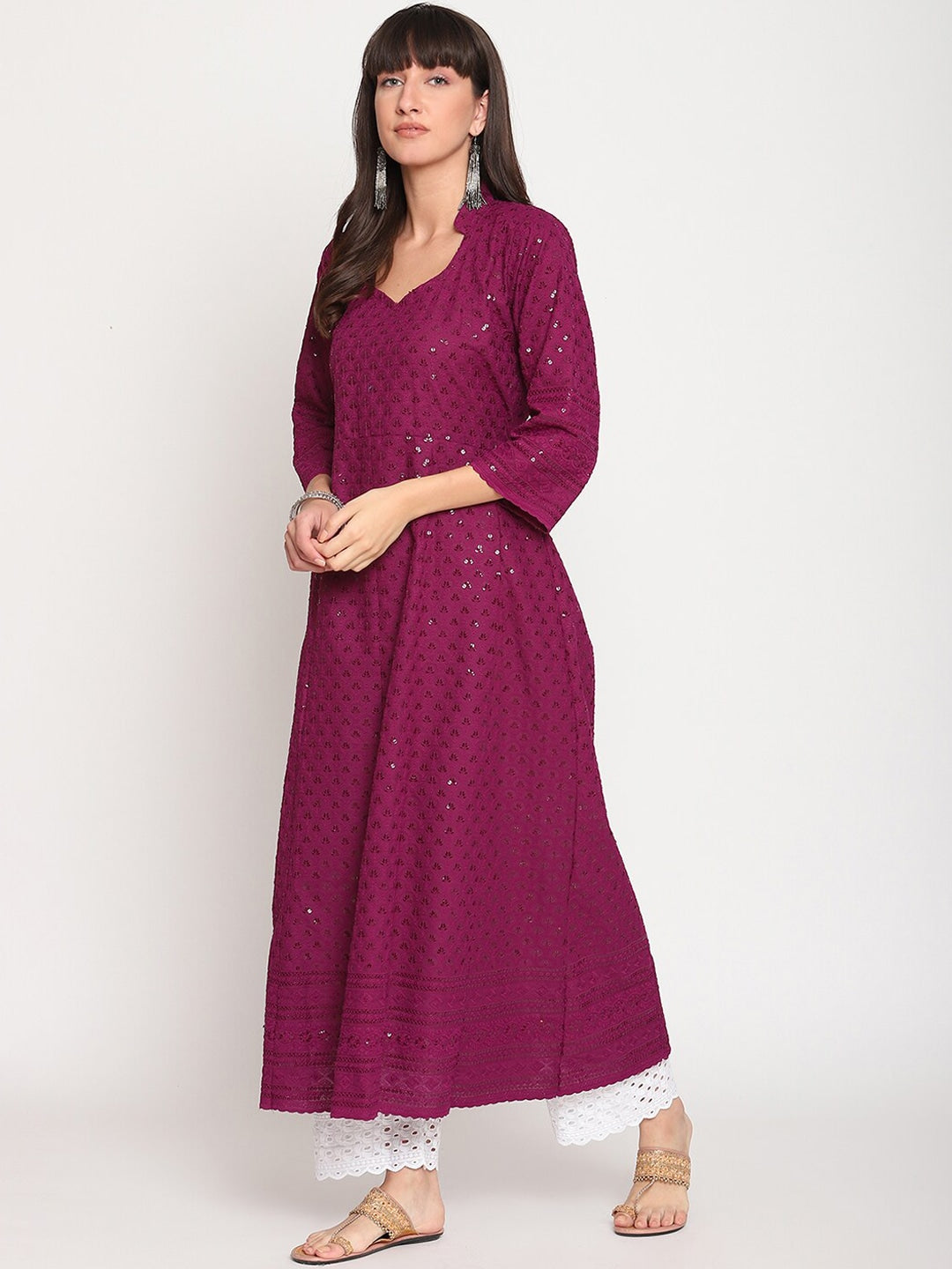 Kalini Women Ethnic Motifs Embroidered Cotton Anarkali Kurta - Distacart