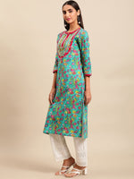 Thumbnail for Sangria Women Floral Printed Gotta Patti Floral Kurta - Distacart