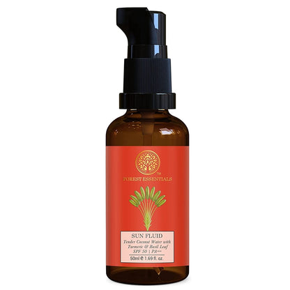 Forest Essentials Sun Fluid Tender Coconut Water with Turmeric & Basil Leaf SPF 50 PA ++
