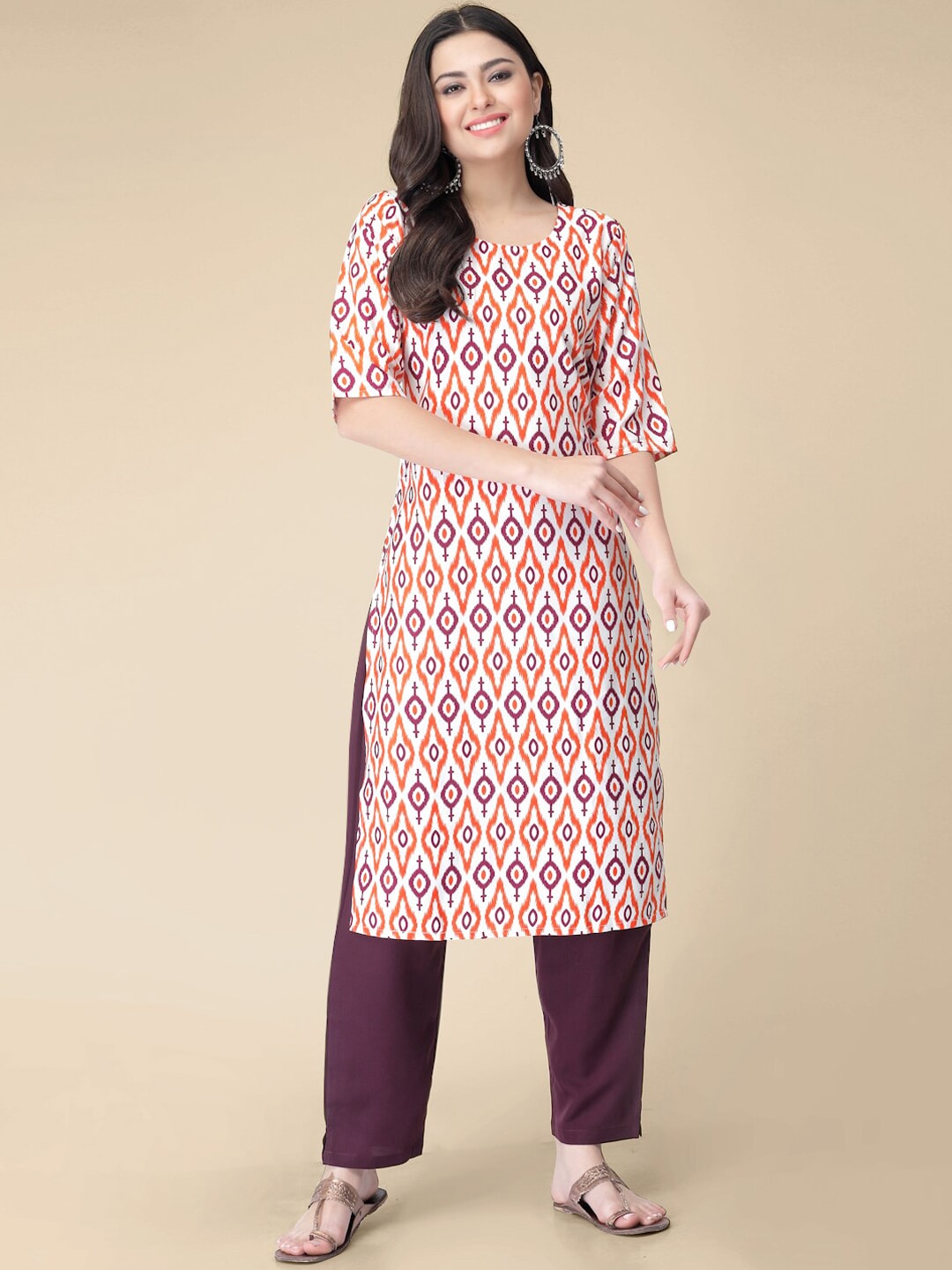 Kalini Geometric Printed Printed Regular Kurta with Trousers - Distacart