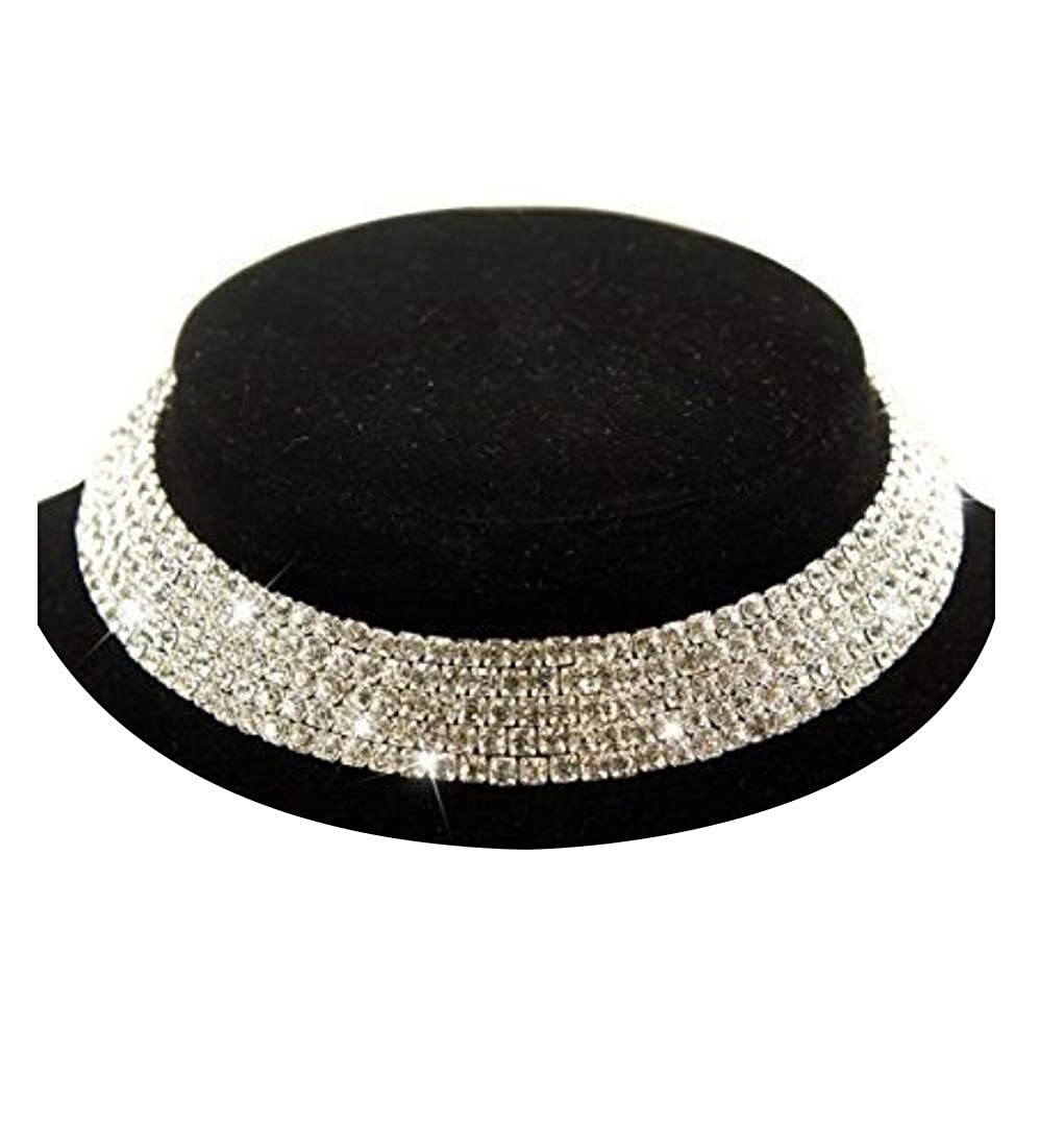 Silver-Toned Alloy Rhinestones Studded Choker Necklace - The Pari - Distacart