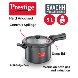 Plus Hard Anodized Outer Lid Pressure Cooker, 5 Litres, Black