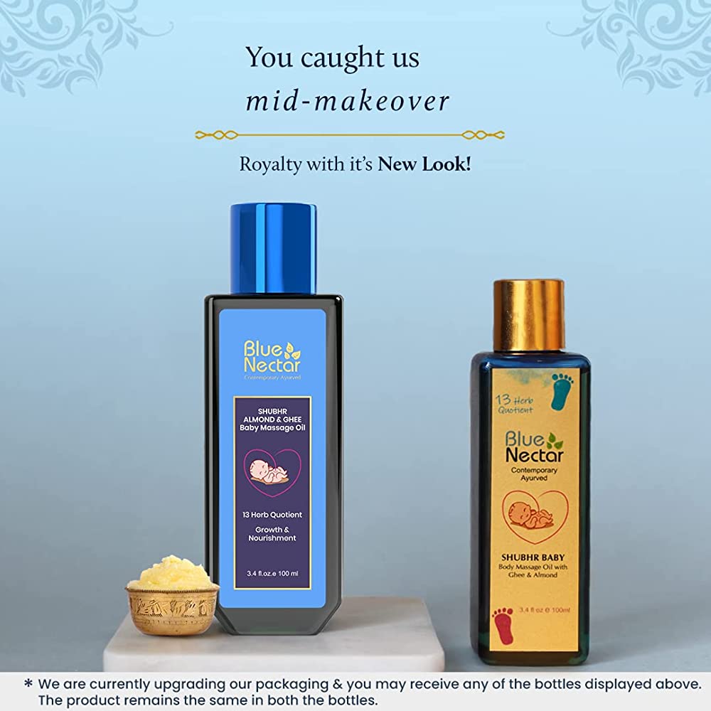 Blue Nectar Shubhr Baby Massage Oil with Ghee Almond - Distacart