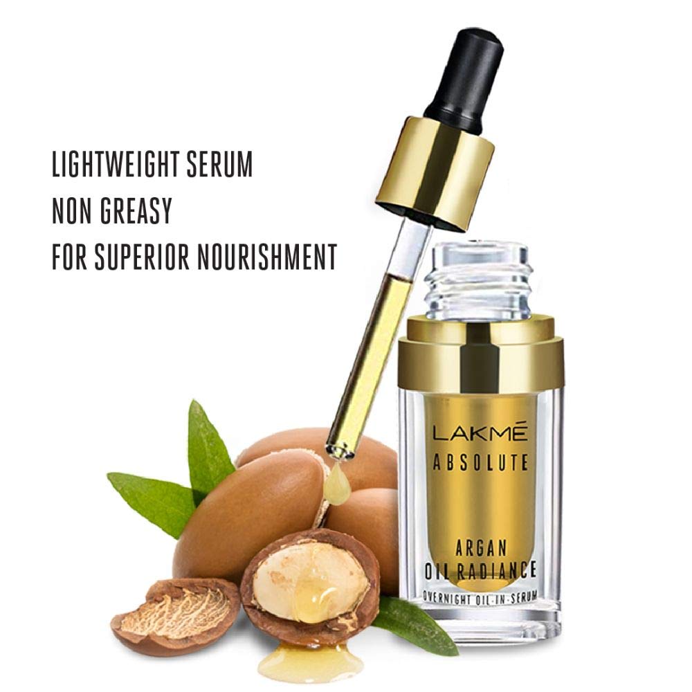 Lakmé Absolute Argan Oil Radiance Overnight Oil-in-Serum, 15ml
