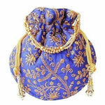 Thumbnail for Ethnic Clutch Silk Potli Batwa Pouch Bag with Metal Bead work Gift For Women - Distacart
