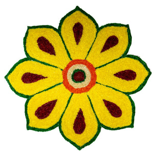 Kundan HandiKrafts Yellow Rangoli Mat - Readymade - Distacart