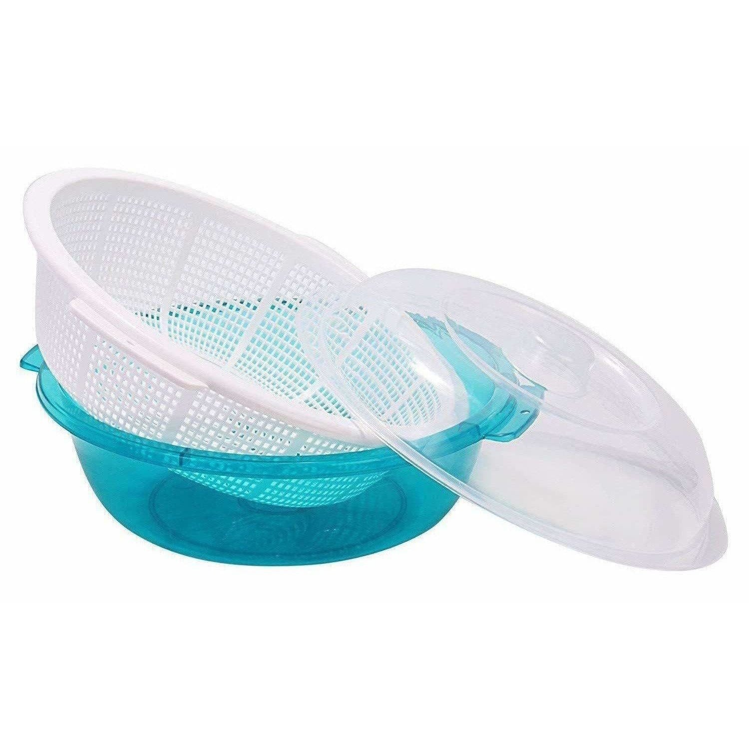 Multipurpose Double Layer Plastic Sieve Drainer Bowl - Distacart