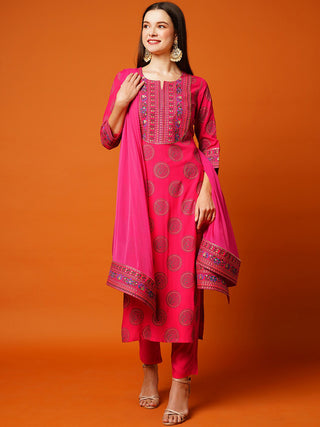 Kalini Ethnic Motifs Printed Regular Kurta with Trousers & Dupatta - Distacart