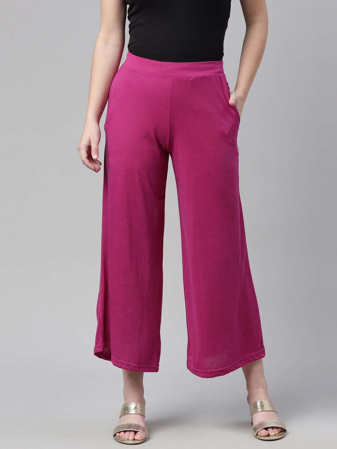 Souchii Purple Knitted Ethnic Palazzos - Distacart