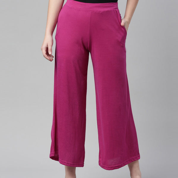 Souchii Purple Knitted Ethnic Palazzos - Distacart