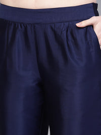 Thumbnail for Jaipur Kurti Women Navy Blue Yoke Design Kurta with Trousers - Distacart