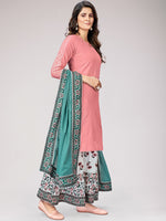 Thumbnail for Kalini Women Pink Ethnic Motifs Layered Sequinned Pure Cotton Kurta with Skirt & With Dupatta - Distacart