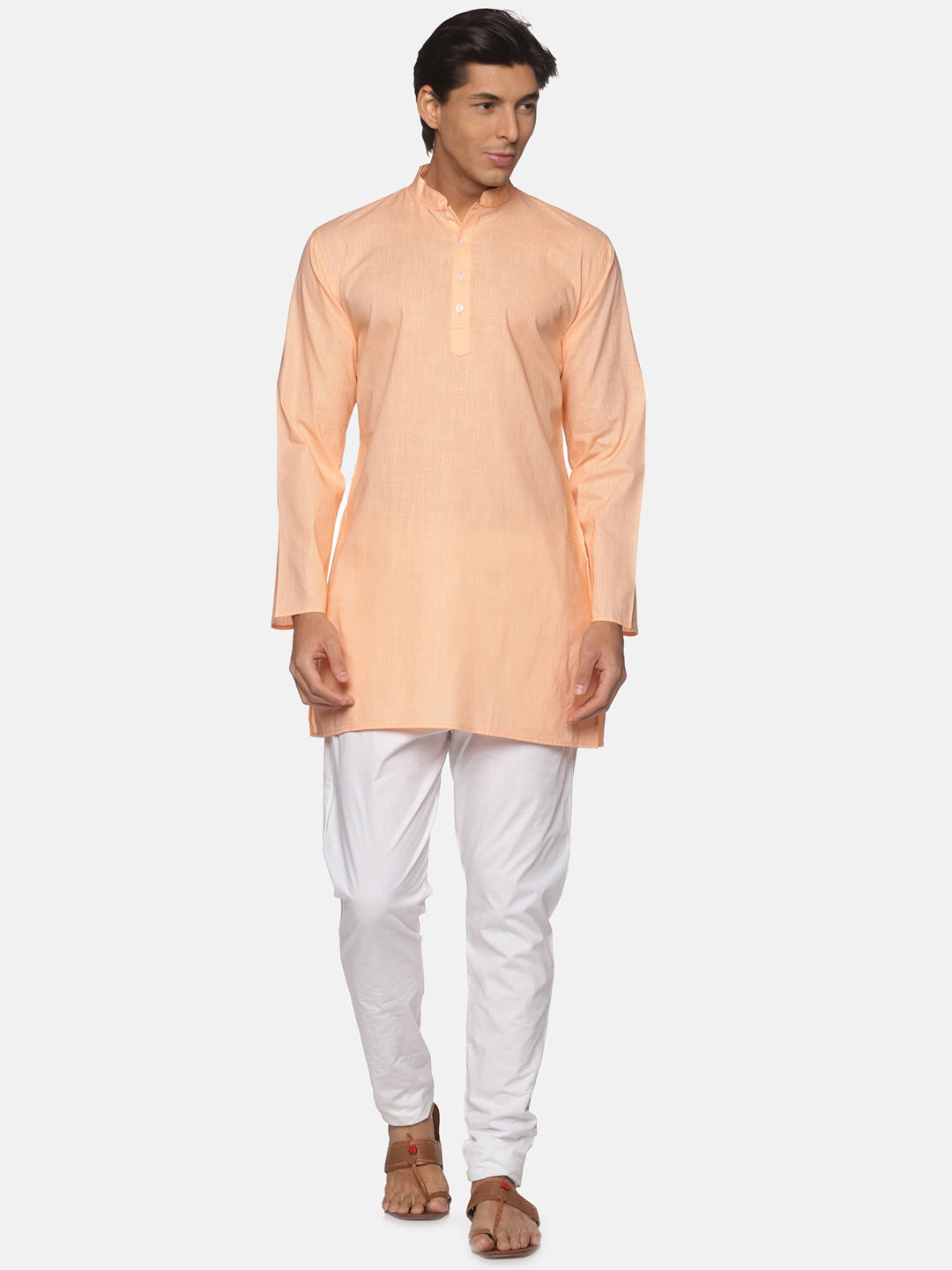 Sethukrishna Men Orange Pure Cotton Kurta with Pyjamas - Distacart