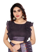 Thumbnail for Kalini Purple & Mustard Zari Ikat Saree - Distacart