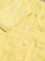 Thumbnail for Biba Women Yellow Striped Straight Kurta - Distacart