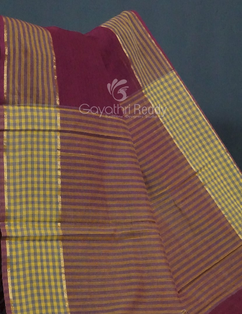 Dual Shades of Burgundy Pure Mangalgiri Cotton By Gayathri Reddy Designer Studio - Distacart