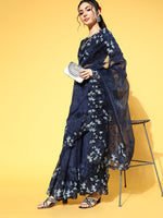Thumbnail for Mitera Floral Saree With Embroidered Border - Distacart