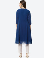 Thumbnail for Biba Women Navy Blue Yoke Design Thread Work Kurta - Distacart