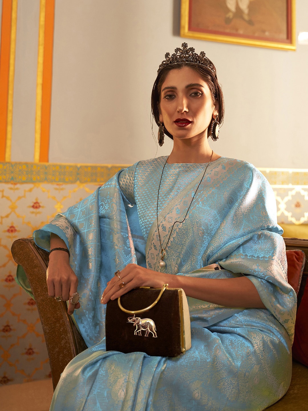 Mitera Paisley Zari Kanjeevaram Saree - Distacart