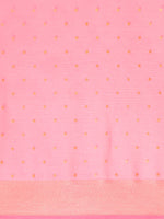 Thumbnail for Mitera Pink & Gold-Toned Floral Zari Pure Chiffon Saree - Distacart