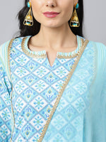 Thumbnail for Khushal K Ethnic Motif Printed Notch Neck Gotta Patti Kurta with Palazzos & Dupatta - Distacart