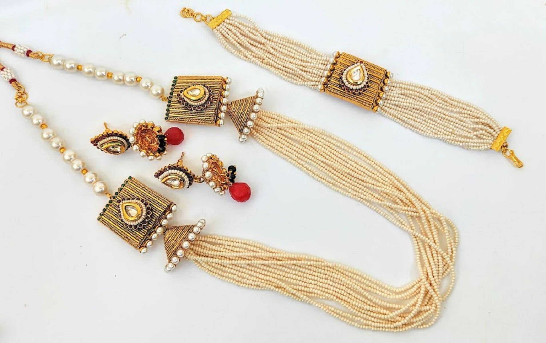 White Seed Beads Necklace Set - Distacart