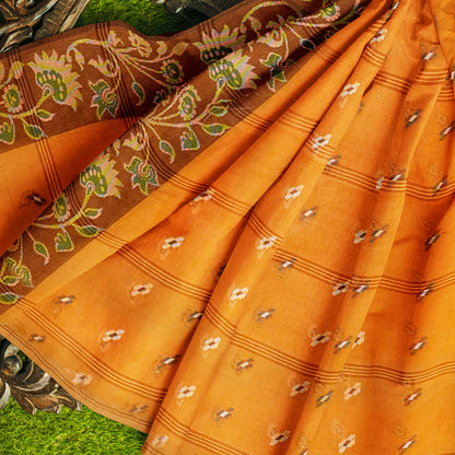 Exclusive Collection 100% Pure Cotton Musturd Tant Saree With Hand Weaving Work - Distacart