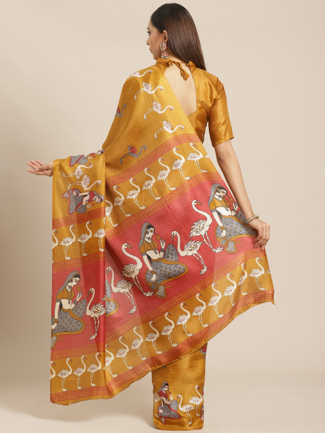 Saree Mall Brown & White Printed Saree - Distacart