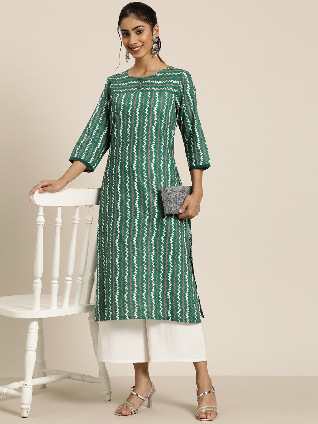 HERE&NOW Abstract Printed Pure Cotton Kurta - Distacart