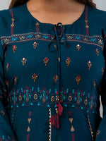 Thumbnail for Kalini Women Teal Ethnic Motifs Printed Floral Kurta - Distacart