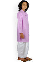 Thumbnail for Sethukrishna Boys Lavender Pure Cotton Kurta with Dhoti Pants - Distacart