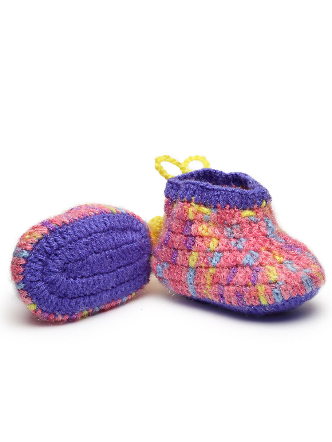 Chutput Kids Woollen Hand Knitted Self Desgin Detailed Booties - Purple - Distacart