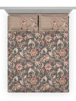 Thumbnail for DDecor Grey & Maroon Ethnic Motifs 140 TC Cotton Queen Bedsheet with 2 Pillow Covers - Distacart
