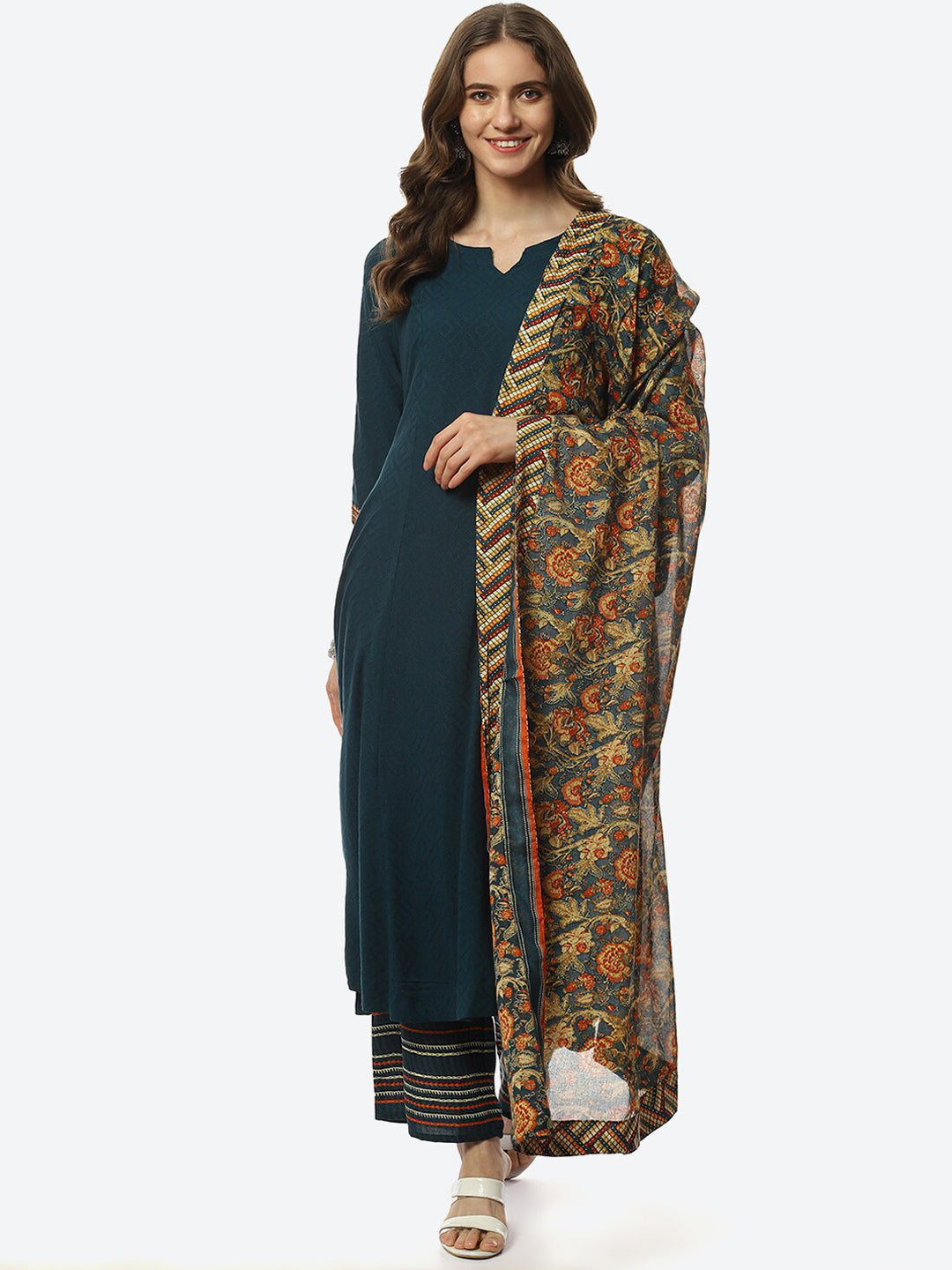 Biba Women Ethnic Motifs Kurta with Palazzo & Dupatta - Distacart