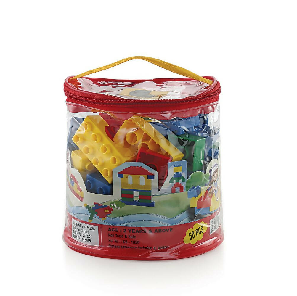 Peacock Learning & Educational Building Interlocking Blocks Set For Kids - 50 Pcs - Distacart