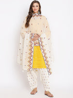 Thumbnail for Kalini Women Embroidered Chakankari Pure Cotton Kurta with Salwar & With Dupatta - Distacart