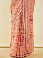 Thumbnail for Soch Peach-Coloured Floral Printed Beads and Stones Saree - Distacart