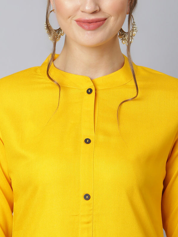 Khushal K Women Yellow Floral Rayon Kurta with Palazzos - Distacart