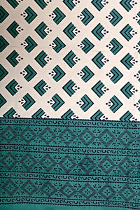 Thumbnail for Vamika Printed Cotton Sea Green & White Bedsheet With Pillow Covers (LEOC_BRFI_SG) - Distacart