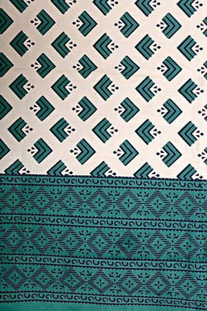 Vamika Printed Cotton Sea Green & White Bedsheet With Pillow Covers (LEOC_BRFI_SG) - Distacart