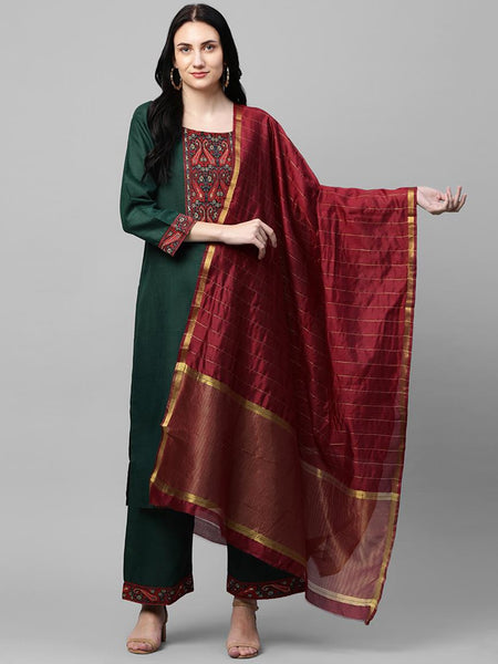 Kalini Women Green Kurta with Palazzos & With Dupatta - Distacart
