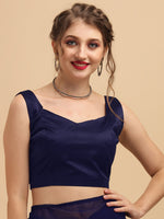 Thumbnail for Sangria Navy Blue Sequinned Pure Georgette Saree - Distacart