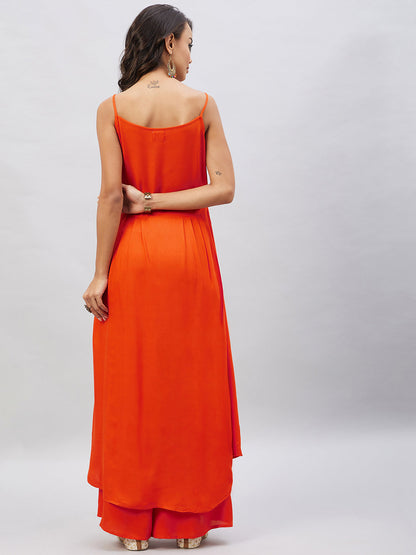 InWeave Women's Solid Orange Strappy Kurta Set - Distacart